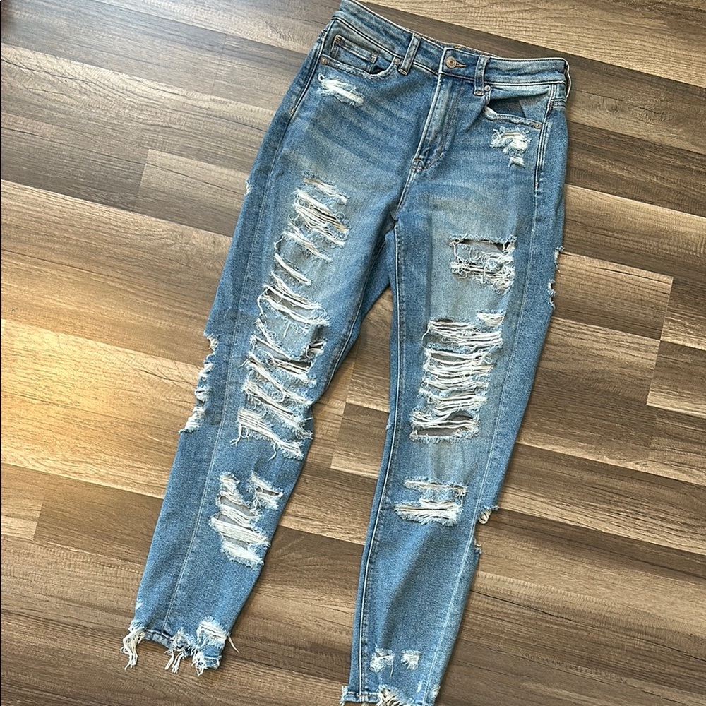 Distressed Blue Jeans